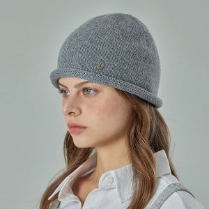 VA 커브드 오벌 메탈 롤업 비니 멜란지그레이