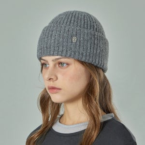 VA 커브드 오벌 메탈 워시드 비니 그레이