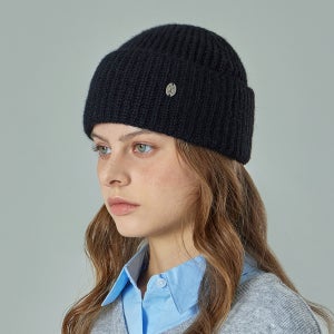 VA 커브드 오벌 메탈 워시드 비니 블랙