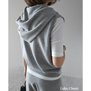 후드집업 니트조끼 홀가먼트 울 캐시미어