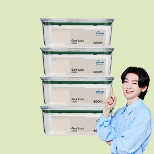 에코센스 지니락 올트라이탄 밀폐용기 직사각 600ml, 4개