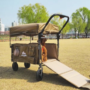 파파웨건 특대형 저상형 강아지유모차 개모차 캐노피 탈부착 대형견 다견용 강아지웨건 브레이크