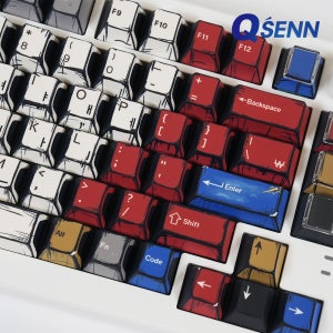 QSENN 애니메이션 페인팅 PBT 염료승화 체리프로파일 한글 키캡 139키