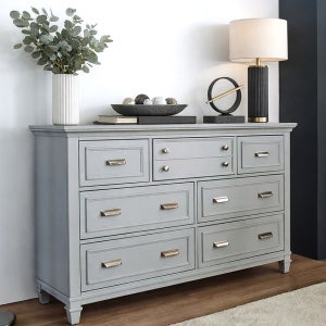 미라지가구 B5611-GRY-DD 원목 3단 와이드 서랍장