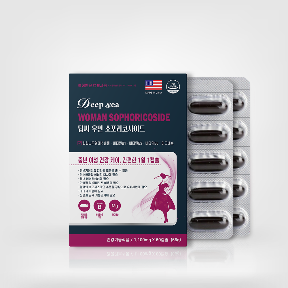 동신헬스케어 딥씨 우먼 소포리코사이드 1,100mg x 60캡슐 갱년기