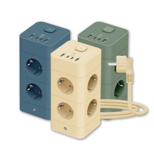 에코너 타워형 멀티탭 2단 12구 4000W 대용량 1.8m 과부하차단 안전장치 20W 고속충전 20W USB-C 2구 18W USB-A 2구