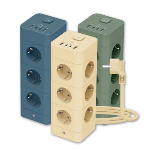 에코너 타워형 멀티탭 3단 16구 4000W 대용량 1.8m 과부하차단 안전장치 20W 고속충전 20W USB-C 2구 18W USB-A 2구