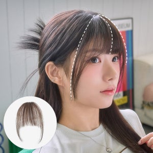 수시뱅 시스루뱅 테일 소프트 풀뱅 100% 인모 앞머리 가발 헤어피스 부분 붙임머리