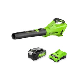 그린웍스 G-MAX 24V 충전 무선 파워 엑시얼 브로워 450 4Ah 배터리 충전기 세트