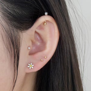 금 14k 골드 데이지 꽃 피어싱 트라거스 이너컨츠 귓볼 귓바퀴 14K MA 254