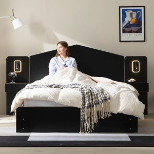 무디켄 도도도 수납형 슬라이딩 도어 서랍 호텔 침대 프레임 Q