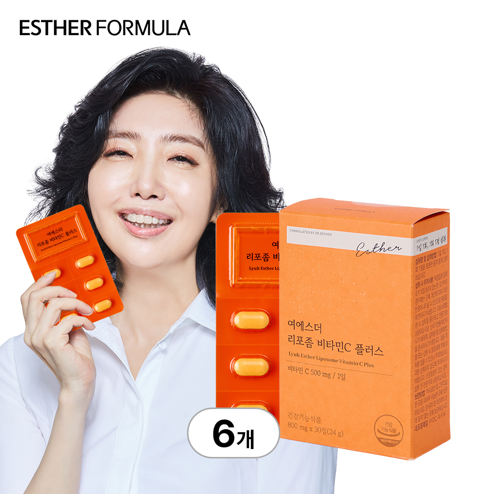[국민영양] 여에스더 리포좀비타민C 플러스(체내흡수UP 비타민 500%) 30정, 6개