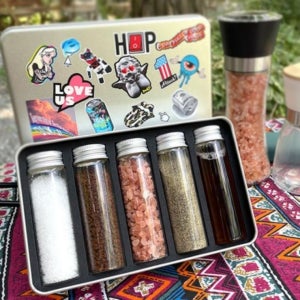 유리 캠핑 양념통 조미료통 소스통 틴케이스 세트