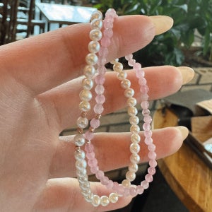 14k 금볼 데일리팔찌 2종 담수진주 핑크아케이트