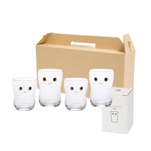 [해외] 아데리아 츠요코 글라스 니코 4개 세트 (소형2개,중형2개)