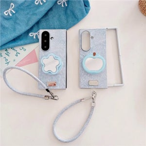 폰꾸 갤럭시Z폴드7 플라워 사과 미러 거울 마그네틱 무선 충전 스트랩 케이스