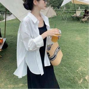여성 여름 린넨블라우스 화이트 셔츠 재킷 데일리 아우터 시원한 자켓