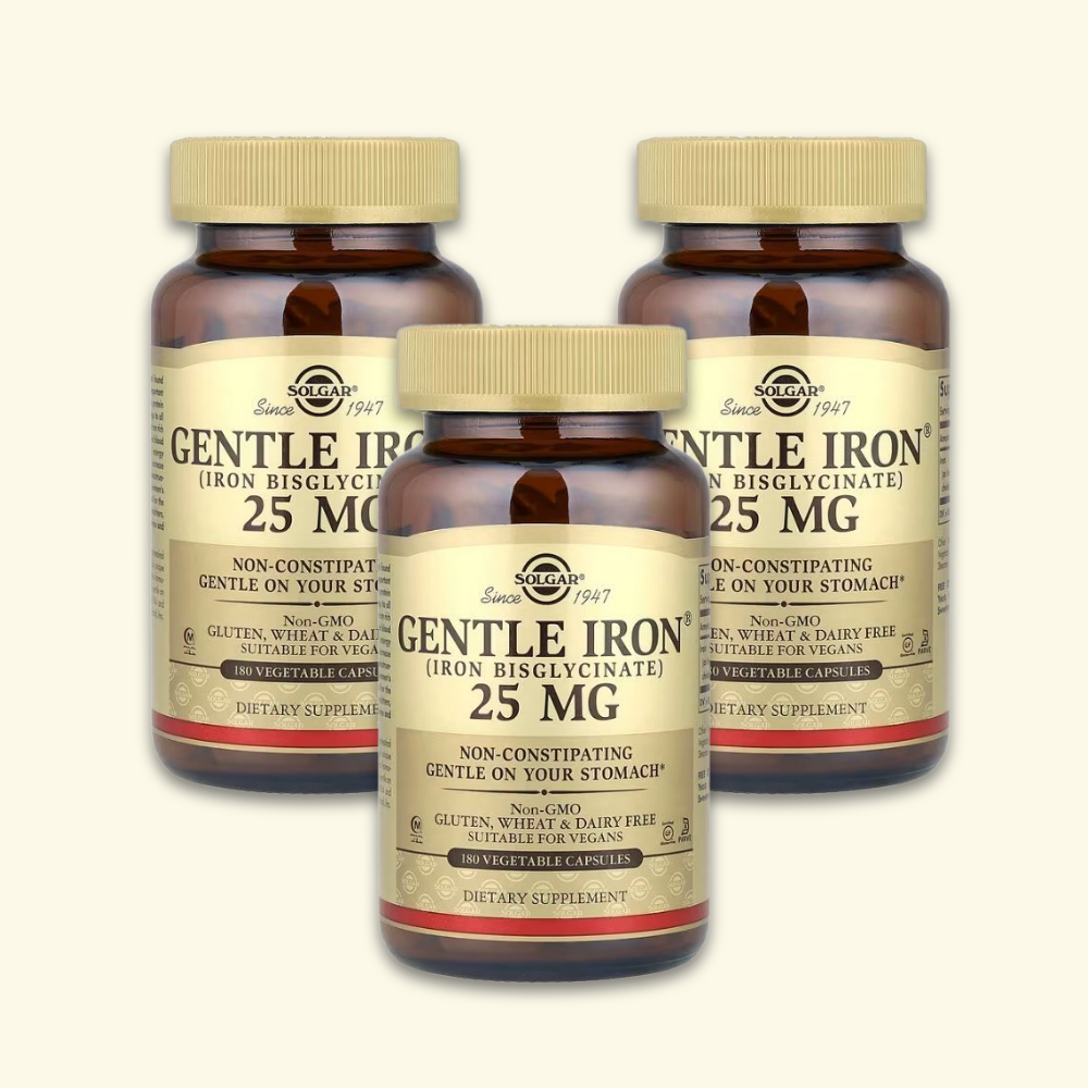 솔가 젠틀 아이언 철분 25mg Iron 비스글리시네이트 180캡슐, 3개