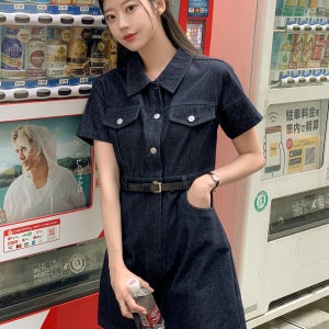 여름 이염없는 데님원피스 A라인 생지 카라 77 88 숏/롱 기장선택 청 반팔 원피스