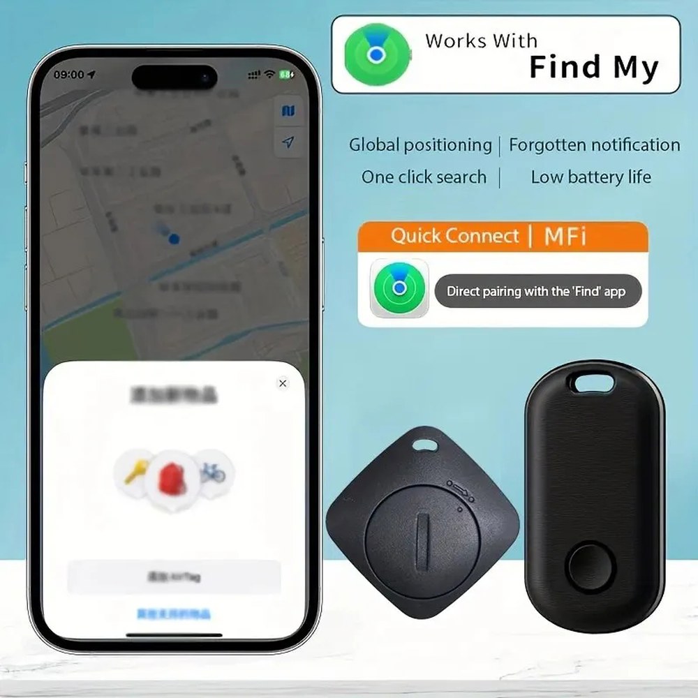 을 통한 에어 태그 교체용 Bluetooth GPS 트래커 가방 병 카드 지갑 자전거 키 파인더 MFI Smart ITag 찾기 Model 1 Bla