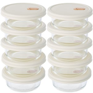 잇센스 전자렌지용 냉동밥 보관용기 소분 360ml 내열유리 10종, 용기+뚜껑, 1세트