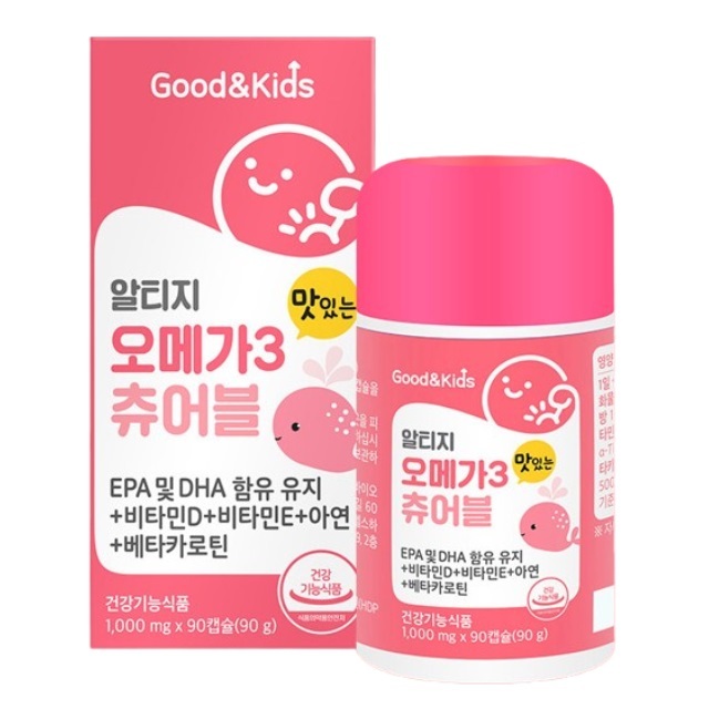 굿앤키즈 <b>알티지</b><b>오메가3</b> 츄어블 90캡슐 혈행개선