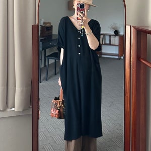 (지금부터가을까지)린넨 버튼 원피스 2color/여성 빅사이즈ops