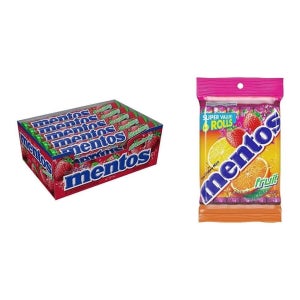 Mentos 딸기 맛 15개 믹스 과일맛 6개 번들 882g 탕비실 에티켓 탕비실 여행 휴대용