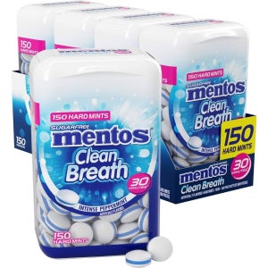Mentos Clean Breath Sugarfree Hard Mint 사탕 강한 페퍼민트 150개입 X 4개 420g 에티켓 깔끔한 탕비실 여행 휴대용