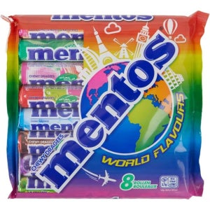Mentos World Flavors 세계맛 다양한 맛 캔디 X 8개 300g 탕비실 에티켓 탕비실 여행 휴대용