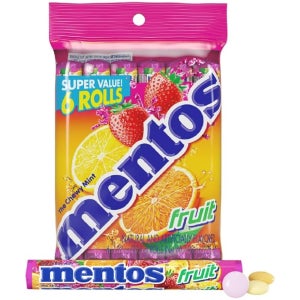 Mentos Candy Mint Chewy Candy Roll Fruit 과일맛 캔디 6롤 224g 탕비실 에티켓 탕비실 여행 휴대용