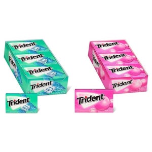 Trident 민티 스위트 트위스터 버블검 무설탕껌 14개입 총 24 팩 639g 탕비실 에티켓 탕비실 여행 휴대용