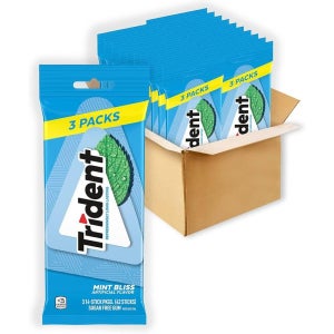 Trident 민트 블리즈 무설탕껌 14개입 3팩 번들 60팩 1.6kg 탕비실 에티켓 탕비실 여행 휴대용