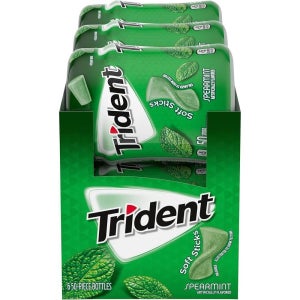 Trident 소프트스틱스 스피아민트 맛 무설탕껌 50개입 6통 부드러운껌 544g 탕비실 에티켓 탕비실 여행 휴대용