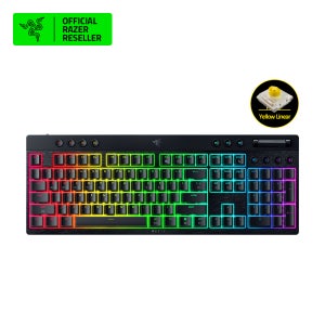 레이저코리아 블랙위도우 V4 Low profile HyperSpeed 블랙/풀배열, KR 옐로우축