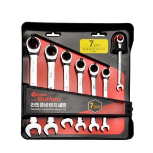 세신 기어렌치 7PCS(8 10 12 13 14 17 19 mm) 라쳇 렌치 스패너 세트