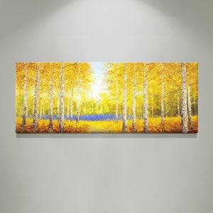 행운가득 자작나무 숲 그림 인테리어 행복 캔버스액자 거실 풍수 대형 [160x60cm]