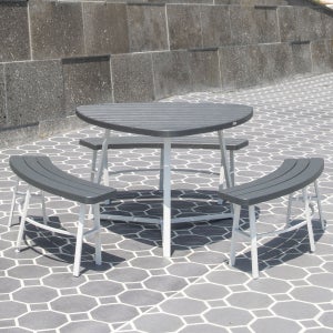 루벤 6인용 야외테이블세트 대형 브로몰딩 PP 편의점 간이 행사 야외세트 1200x1180mm, 그레이