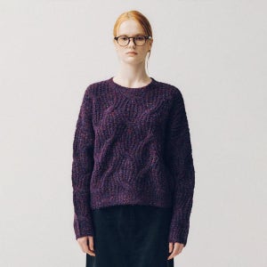 [예일] 우먼즈 넵 얀 빅 케이블 라운드 니트_퍼플