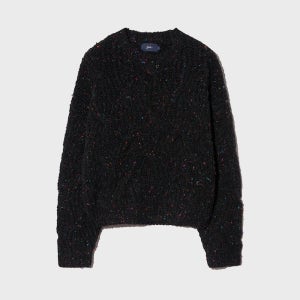 [예일] 우먼즈 넵 얀 빅 케이블 라운드 니트_블랙