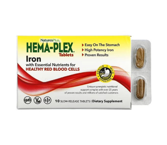 네이처스플러스 <b>헤마</b><b>플렉스</b> 철분 킬레이트 85mg <b>10정</b> <b>10</b>일분 철분엽산 Ferrous