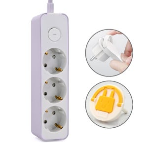 러그박스 납작 플러그 멀티 탭 고용량 디자인 멀티 콘센트 1.5m, 퍼플, 1개