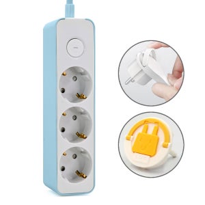 러그박스 납작 플러그 멀티 탭 고용량 디자인 멀티 콘센트 3m, 블루, 1개