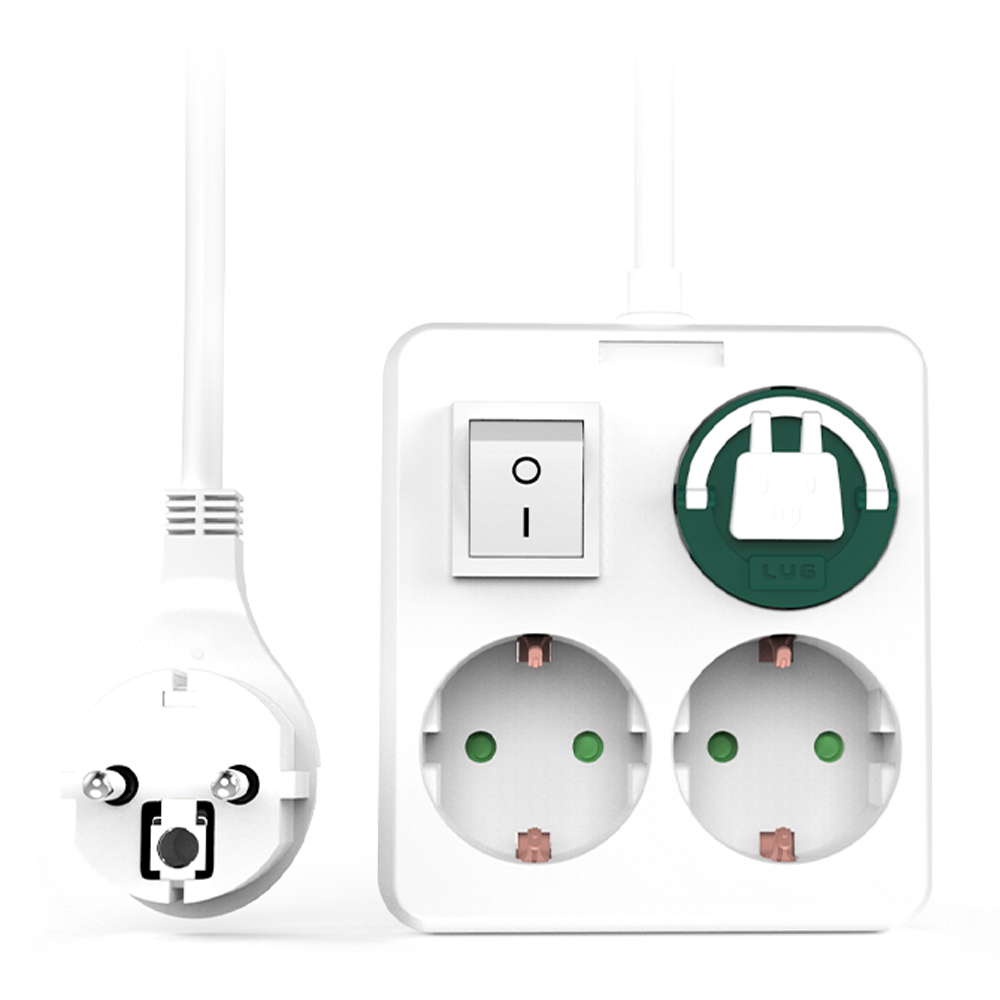 러그박스 접지 3구 납작 멀티탭 사각 <b>미니 멀티</b> 전기 콘센트 3m, 화이트, 1개