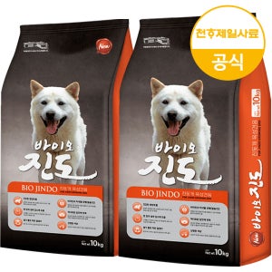 바이오진도 강아지 대형견 진돗개 개 대용량 사료 곡물, 10kg, 2개