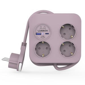 러그박스 사각 접지 멀티탭 3구 USB-A C타입 16A 3520W 3m, 퍼플, 1개