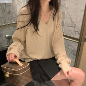몬프 브이넥 루즈핏 울 니트 6col 가을 봄 긴팔 데일리 부드러운 간절기 제이플로우