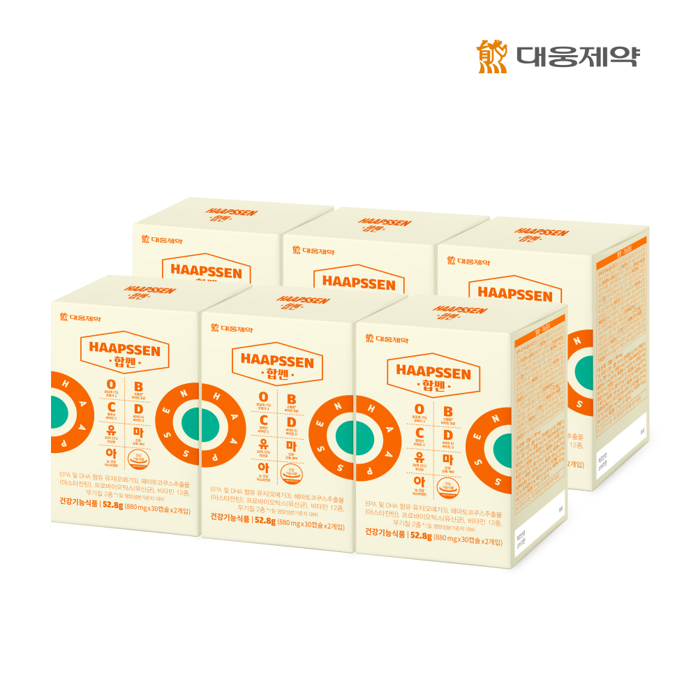 <b>대웅제약</b> 합쎈 6박스(6개월분) / 오메가3 비타민B C D 유산균 마그네슘 아스타잔틴