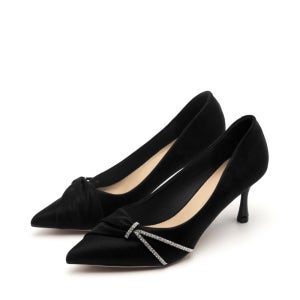 스퍼 로렌 리본 스틸레토 하이힐 펌프스 블랙 7cm -VS9031