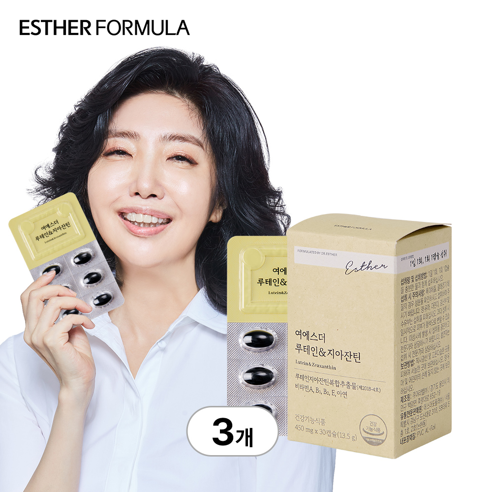 [국민영양] 여에스더 루테인&amp;지아잔틴 (눈의 노화 케어 기능성 원료) 30캡슐, 3개